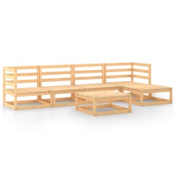 vidaXL Juego de muebles de jardín 6 piezas madera maciza de pino