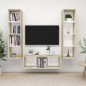 vidaXL Muebles de salón 3 pzas madera ingeniería blanco y roble Sonoma vidaXL Muebles de salón 3 pzas madera ingeniería blanco y roble Sonoma