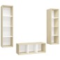 vidaXL Muebles de salón 3 pzas madera ingeniería blanco y roble Sonoma vidaXL Muebles de salón 3 pzas madera ingeniería blanco y roble Sonoma