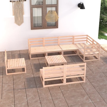 vidaXL Juego de muebles de jardín 9 piezas madera maciza de pino