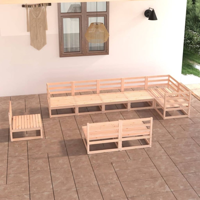 vidaXL Juego de muebles de jardín 9 piezas madera maciza de pino vidaXL Juego de muebles de jardín 9 piezas madera maciza de pino