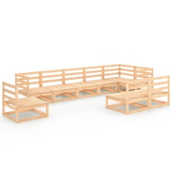 vidaXL Juego de muebles de jardín 9 piezas madera maciza de pino