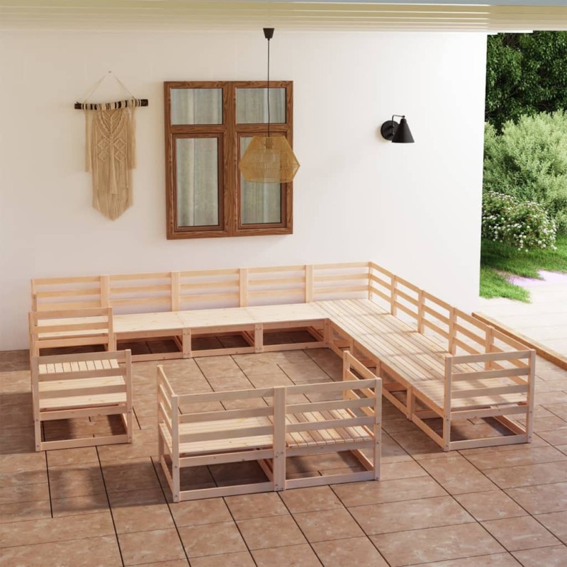 vidaXL Juego de muebles de jardín 13 piezas madera maciza de pino vidaXL Juego de muebles de jardín 13 piezas madera maciza de pino