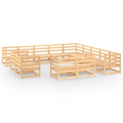 vidaXL Juego de muebles de jardín 13 piezas madera maciza de pino