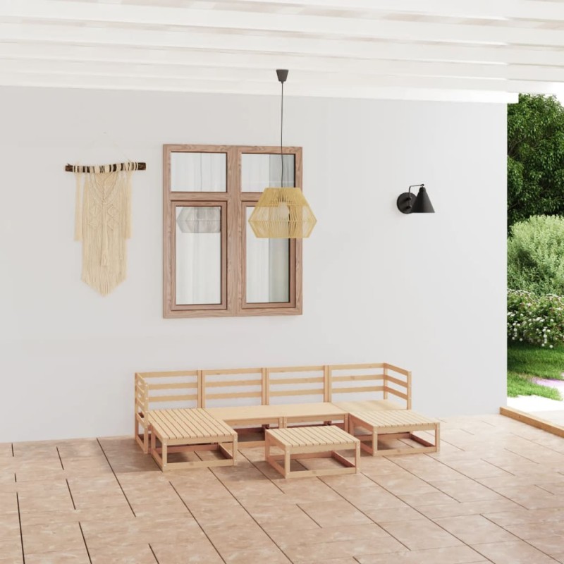 vidaXL Juego de muebles de jardín 7 piezas madera maciza de pino vidaXL Juego de muebles de jardín 7 piezas madera maciza de pino