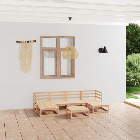 vidaXL Juego de muebles de jardín 7 piezas madera maciza de pino