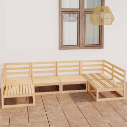 vidaXL Juego de muebles de jardín 6 piezas madera maciza de pino