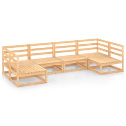 vidaXL Juego de muebles de jardín 6 piezas madera maciza de pino