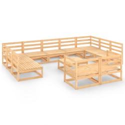 vidaXL Juego de muebles de jardín 12 piezas madera maciza de pino