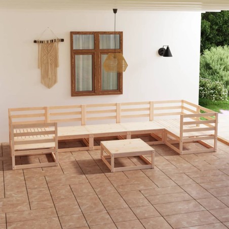 vidaXL Juego de muebles de jardín 8 piezas madera maciza de pino