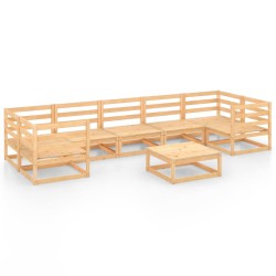 vidaXL Juego de muebles de jardín 8 piezas madera maciza de pino