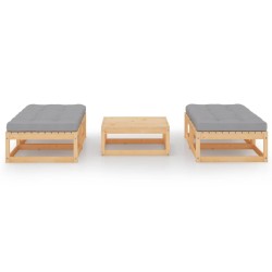 vidaXL Juego de muebles de jardín 5 pzas y cojines madera pino maciza