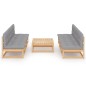 vidaXL Juego de muebles de jardín 7 pzas y cojines madera pino maciza vidaXL Juego de muebles de jardín 7 pzas y cojines madera pino maciza