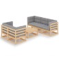 vidaXL Muebles de jardín 6 piezas con cojines de madera de pino maciza vidaXL Muebles de jardín 6 piezas con cojines de madera de pino maciza