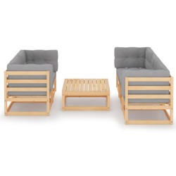 vidaXL Muebles de jardín 6 piezas con cojines de madera de pino maciza