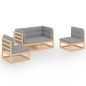 vidaXL Muebles de jardín 4 piezas con cojines de madera de pino maciza vidaXL Muebles de jardín 4 piezas con cojines de madera de pino maciza