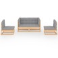 vidaXL Muebles de jardín 4 piezas con cojines de madera de pino maciza vidaXL Muebles de jardín 4 piezas con cojines de madera de pino maciza