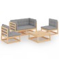 vidaXL Juego de muebles de jardín 5 pzas y cojines madera pino maciza vidaXL Juego de muebles de jardín 5 pzas y cojines madera pino maciza