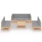 vidaXL Juego de muebles de jardín 8 pzas y cojines madera maciza pino vidaXL Juego de muebles de jardín 8 pzas y cojines madera maciza pino