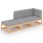 vidaXL Juego de muebles de jardín 3 pzas y cojines madera maciza pino vidaXL Juego de muebles de jardín 3 pzas y cojines madera maciza pino