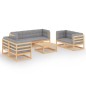 vidaXL Juego de muebles de jardín 8 pzas y cojines madera pino maciza vidaXL Juego de muebles de jardín 8 pzas y cojines madera pino maciza