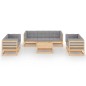 vidaXL Juego de muebles de jardín 8 pzas y cojines madera pino maciza vidaXL Juego de muebles de jardín 8 pzas y cojines madera pino maciza