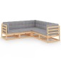 vidaXL Juego de muebles de jardín 5 pzas y cojines madera pino maciza