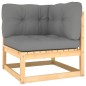 vidaXL Juego de muebles de jardín 5 pzas y cojines madera pino maciza