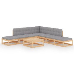 vidaXL Muebles de jardín 8 piezas con cojines de madera de pino maciza