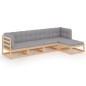 vidaXL Juego de muebles de jardín 5 pzas y cojines madera pino maciza vidaXL Juego de muebles de jardín 5 pzas y cojines madera pino maciza