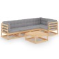vidaXL Muebles de jardín 6 piezas con cojines de madera de pino maciza vidaXL Muebles de jardín 6 piezas con cojines de madera de pino maciza