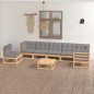vidaXL Juego de muebles de jardín 8 pzas y cojines madera maciza pino vidaXL Juego de muebles de jardín 8 pzas y cojines madera maciza pino