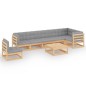 vidaXL Juego de muebles de jardín 8 pzas y cojines madera maciza pino vidaXL Juego de muebles de jardín 8 pzas y cojines madera maciza pino