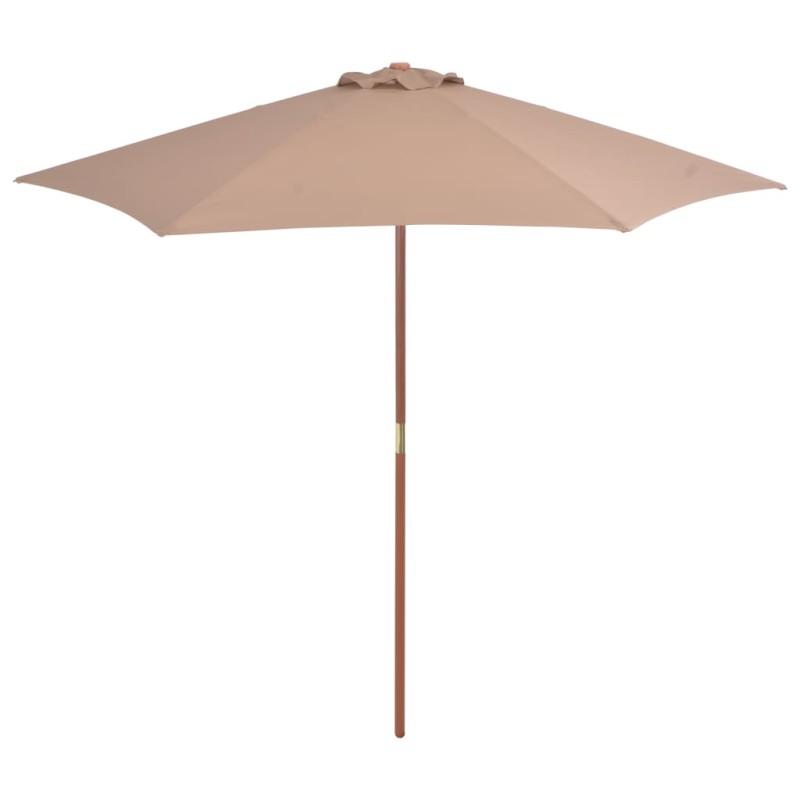 vidaXL Sombrilla de jardín con palo de madera 270 cm gris topo vidaXL Sombrilla de jardín con palo de madera 270 cm gris topo