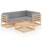 vidaXL Juego de muebles de jardín 5 pzas y cojines madera pino maciza vidaXL Juego de muebles de jardín 5 pzas y cojines madera pino maciza