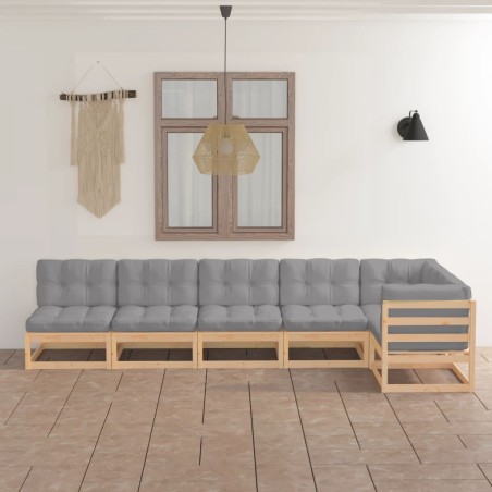 vidaXL Muebles de jardín 6 piezas con cojines de madera de pino maciza