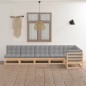 vidaXL Muebles de jardín 6 piezas con cojines de madera de pino maciza vidaXL Muebles de jardín 6 piezas con cojines de madera de pino maciza