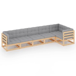 vidaXL Muebles de jardín 6 piezas con cojines de madera de pino maciza