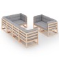 vidaXL Juego de muebles de jardín 7 pzas y cojines madera maciza pino