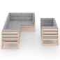 vidaXL Juego de muebles de jardín 7 pzas y cojines madera maciza pino