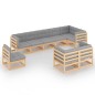 vidaXL Juego de muebles de jardín 9 pzas y cojines madera maciza pino vidaXL Juego de muebles de jardín 9 pzas y cojines madera maciza pino
