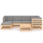 vidaXL Juego de muebles de jardín 7 pzas y cojines madera maciza pino