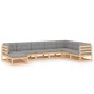 vidaXL Muebles de jardín 8 pzas y cojines madera maciza pino