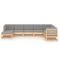 vidaXL Muebles de jardín 8 pzas y cojines madera maciza pino