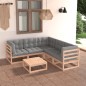 vidaXL Juego de muebles de jardín 6 pzas y cojines madera maciza pino vidaXL Juego de muebles de jardín 6 pzas y cojines madera maciza pino