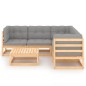 vidaXL Juego de muebles de jardín 6 pzas y cojines madera maciza pino vidaXL Juego de muebles de jardín 6 pzas y cojines madera maciza pino