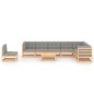 vidaXL Juego de muebles de jardín 9 pzas y cojines madera maciza pino vidaXL Juego de muebles de jardín 9 pzas y cojines madera maciza pino