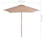 vidaXL Sombrilla de jardín con palo de madera 270 cm gris topo vidaXL Sombrilla de jardín con palo de madera 270 cm gris topo
