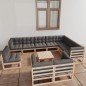 vidaXL Juego de muebles de jardín 11 pzas y cojines madera maciza pino vidaXL Juego de muebles de jardín 11 pzas y cojines madera maciza pino