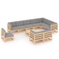 vidaXL Juego de muebles de jardín 11 pzas y cojines madera maciza pino vidaXL Juego de muebles de jardín 11 pzas y cojines madera maciza pino